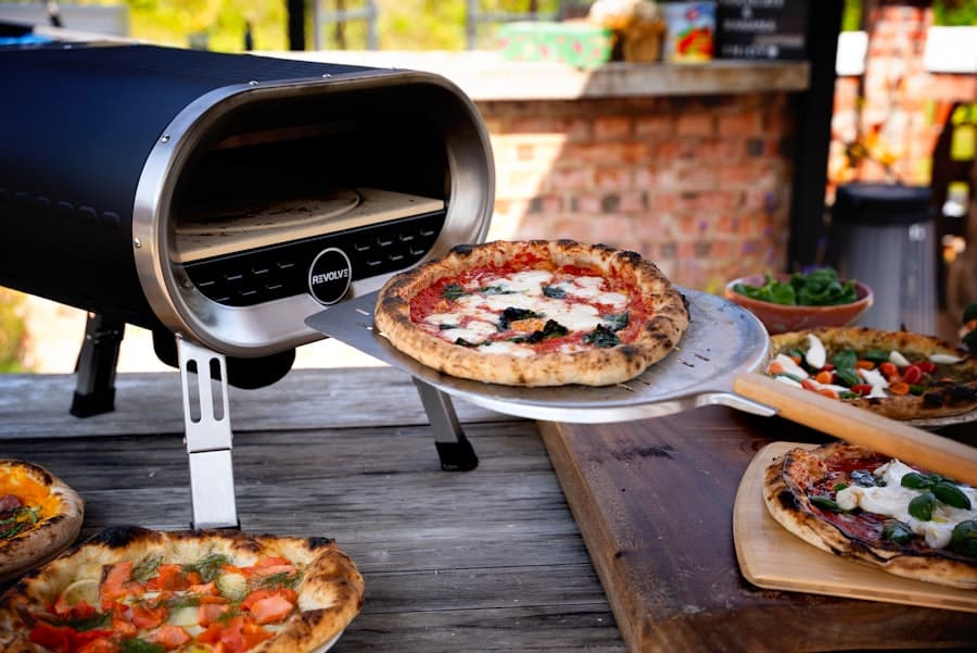 Outdoor kitchen with pizza oven